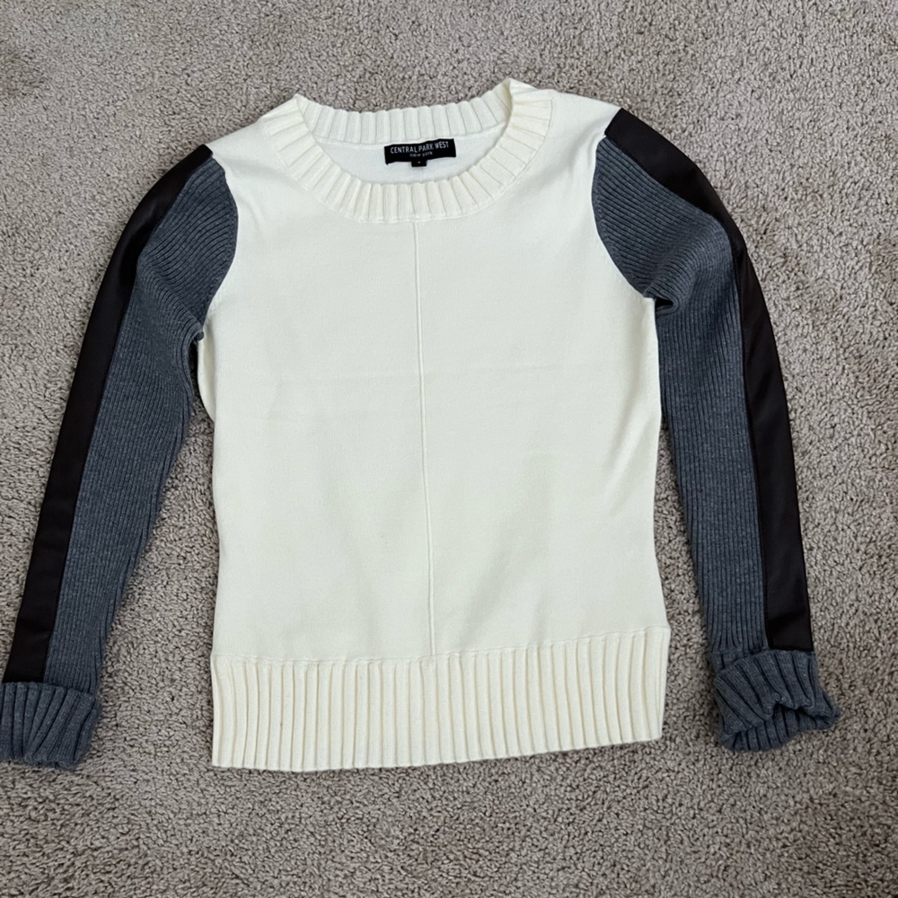 Central Park West leather trim sweater size small